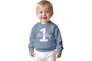 AFUKUIA First Birthday Sweatshirt for Baby Boy 1st Birthday Embroidery Pullover Shirt Crewneck Long Sleeve Fall Winter Outfit