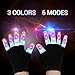 Ausein LED Gloves, 6 Modes 3 Color LED Finger Light up Gloves Colorful Flashing Rave Glow Lighting Fingertip Kids Glove Toys for Light Show Disco Party Clubbing Birthday Hallowmas Prop Present