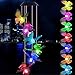Solar Butterfly Wind Chimes Outdoor- Waterproof Solar Powered LED Changing Light Color 6 Green Butterflies Mobile Romantic Wind-bell For Home, Party, Festival, Night Garden Decoration(blackboard)