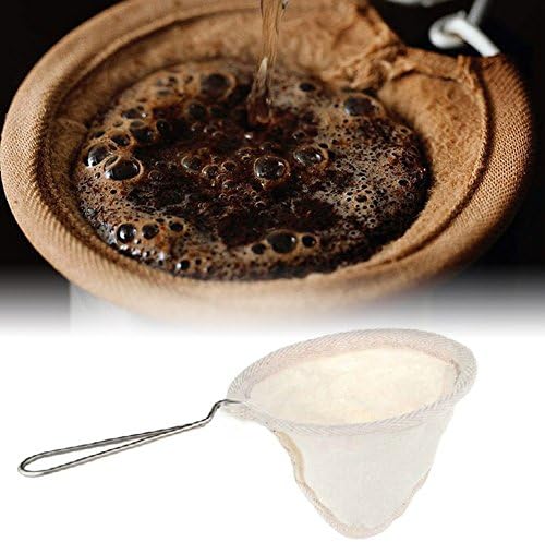Flannel Coffee Bag,Stainless Steel Handle Coffee Filter Cloth Bag,Handmade Reusable Flannel Cloth Coffee Filter