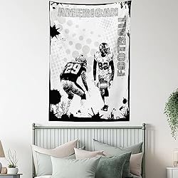 Ambesonne Sports Tapestry, Grungy American Football