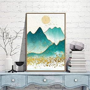 Framed Canvas Wall Art for Living Room, Bedroom Nordic Style Mountains Canvas Prints for Modern Home Decoration Ready to Hang - 16"x24" inches