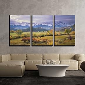 3 Piece Canvas Wall Art - on a Rare Overcast Morning in Southwest Colorado on a Rancher - Modern Home Art Stretched and Framed Ready to Hang - 16"x24"x3 Panels