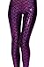 jntworld Women Sexy Mermaid Fish Scale Hologram Soft Shine Leggings, XXL, Purple
