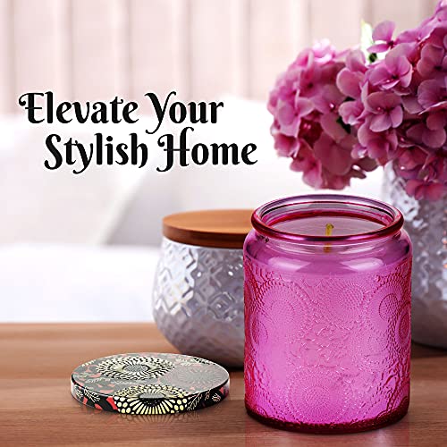 Set of 12 Embossed Glass Candle Jars Containers with tin Lids Candle