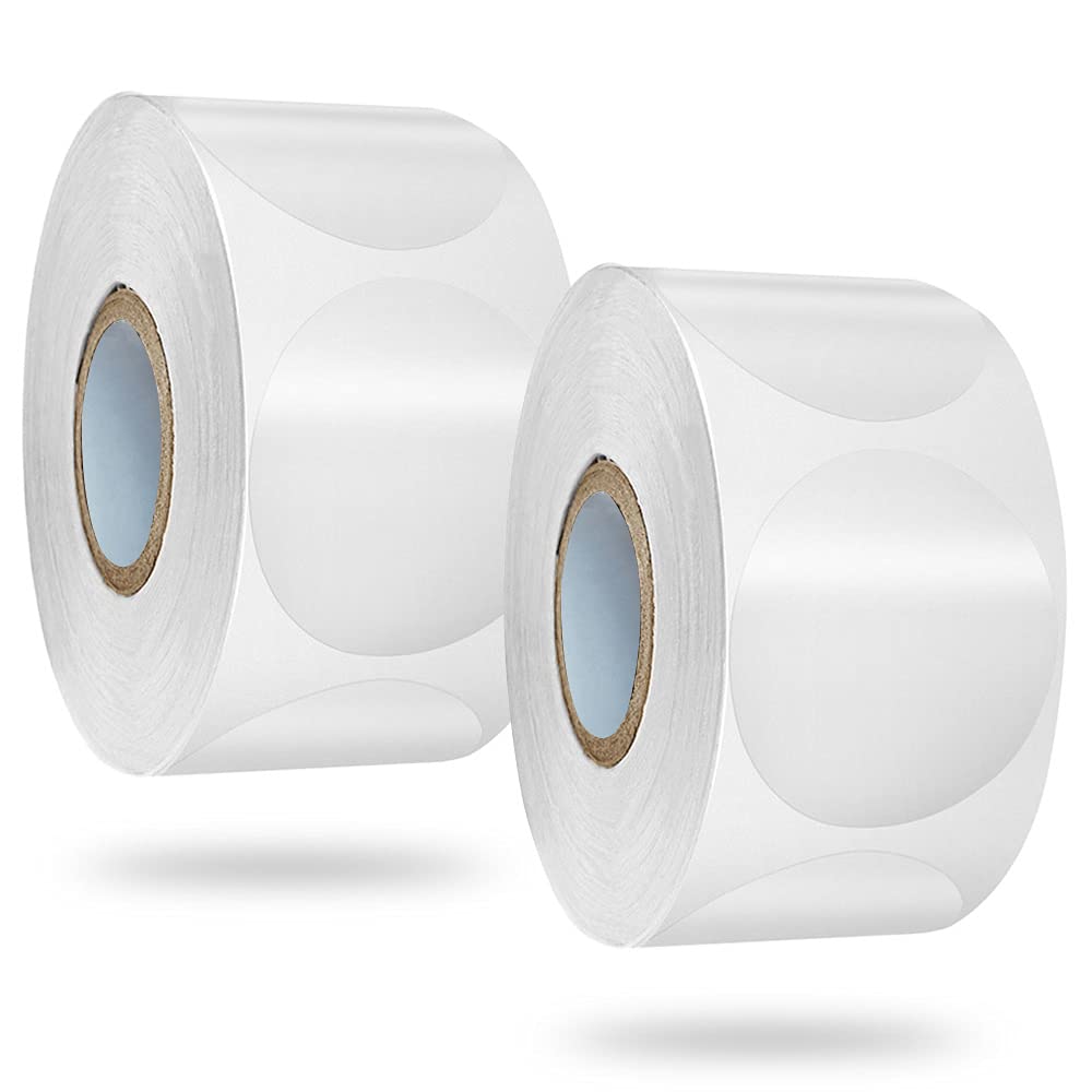 GZGXKJ 1000 Pieces 25mm Clear Round Stickers Mailing Envelope Sealer Wafer Shape Sticker Dots Transparent Strong Circle Seal Labels for Envelopes, Box and Gift Packaging (2 Rolls)