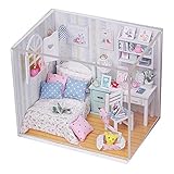 Cuteroom Dollhouse Miniature DIY House Kit Cute Room With Furnitiure and Cover Artwork Gift