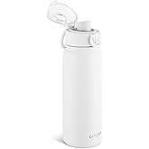 GOPPUS Insulated Water Bottle 20oz Stainless Steel BPA-Free Sports Bottle Ideal for School and Travel Silicone Spout Lid Prevents Leaks, Sweat, and Dust (White)