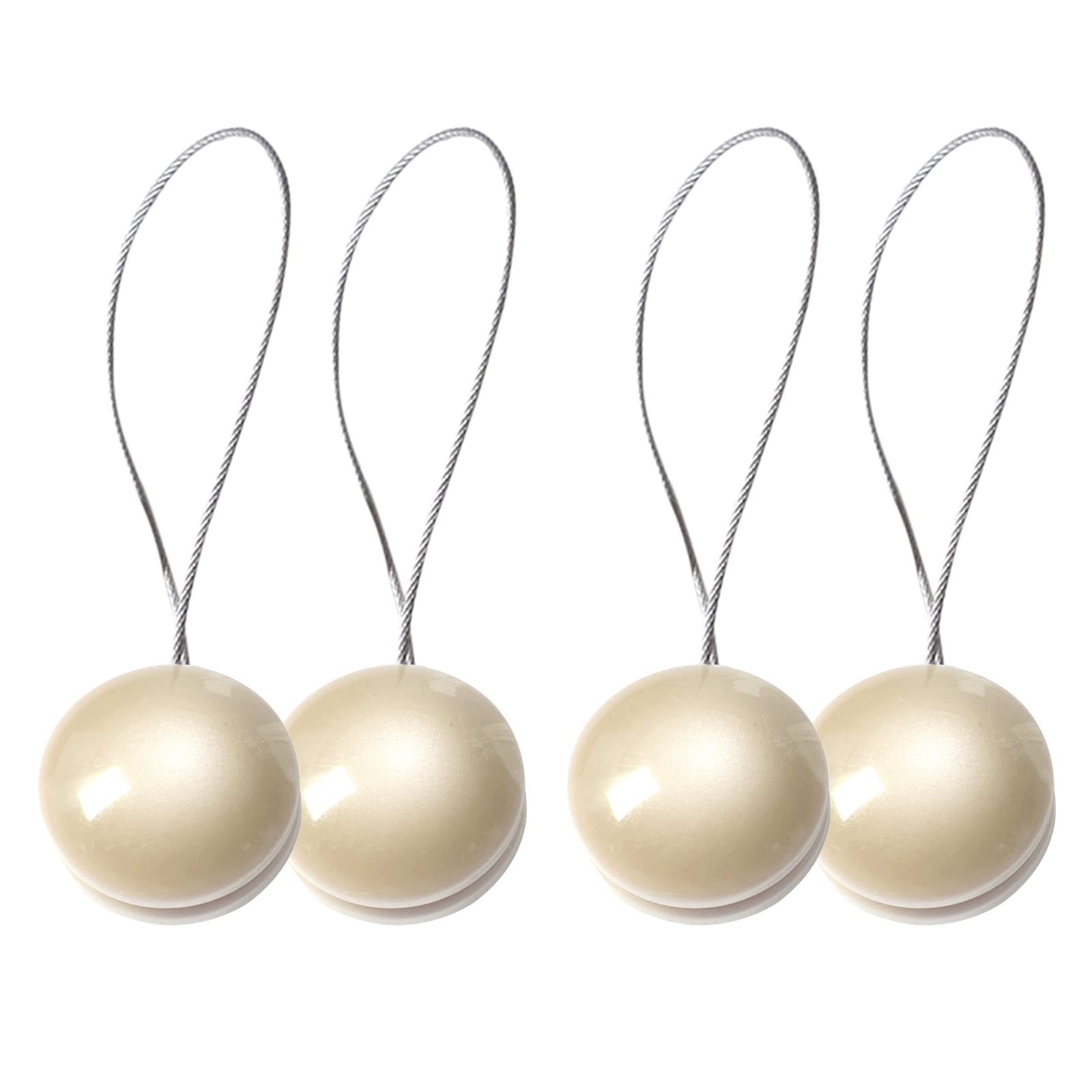 SPDYCESS 4 Pack Magnetic Curtain Tiebacks, Cat-eye Decorative Curtain Buckle Decorative Rope Holder for Home Office Hotel Window(Beige)