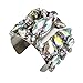 Holylove Chunky Bracelet Gold Alloy Multicolor Crystal Glass Large Cuff Bracelet 1 pc Gift Box- HLB001 Silver
