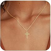 Ascona Cross Necklace for Women Trendy Dainty 14K Gold Silver Plated Heart Cross Pendant Choker Jewelry Cute Small Charm Chain Necklaces Waterproof Non Tarnish Christian Religious Faith Jewelry Gifts