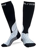 BLITZU Compression Socks 15-20mmHg for Men & Women Best Recovery Performance Stockings for Running, Medical, Athletic, Edema, Diabetic, Varicose Veins, Travel, Pregnancy, Relief Shin Splint S/M Black