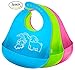 Comcl Baby Bibs for Boys Girls Waterproof Silicone Bib with Pocket Toddler, Set of 3 Colors
