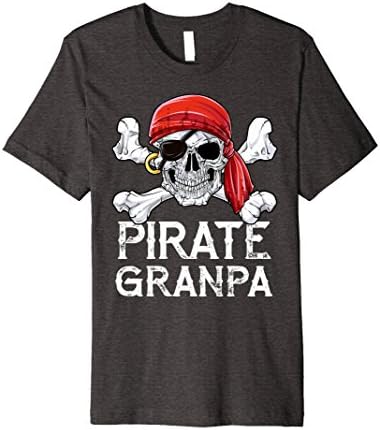 Mens Pirate Grandpa T shirt Jolly Roger Skull &amp; Crossbones Flag XL Dark Heather