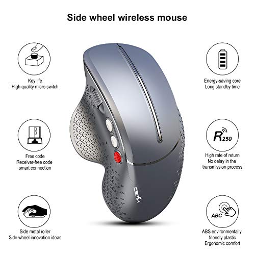 Wireless Gaming Mouse with USB Receiver,4 Side Buttons, 3600DPI, Side Wheel Ergonomic Design, 6