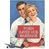 J4162 Jumbo Funny Anniversary Card - 'Porn Saved Marriage' with Envelope, Extra Large Size: 8.5'' x 11''