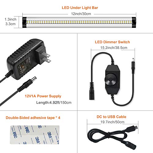 YGS-Tech Ultra Thin LED Under Cabinet Lighting, Dimmable Under Counter Lighting, 10W 600LM CRI90, Daylight White 5000K, All Accessories Included, 2 Pack - Thumbnail 5