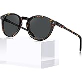 CARFIA Round Polarized Sunglasses for Women UV Protection Acetate Frame Classic Retro Style CA2302 Tortoise Frame