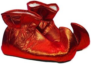 Forum Novelties Women's Deluxe Costume Cloth Elf Shoes, Red, One Size