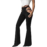 SHENHE Women's Low Waist Bootcut Flare Leg Pants Cut Out Y2K Trousers Night Out Pants