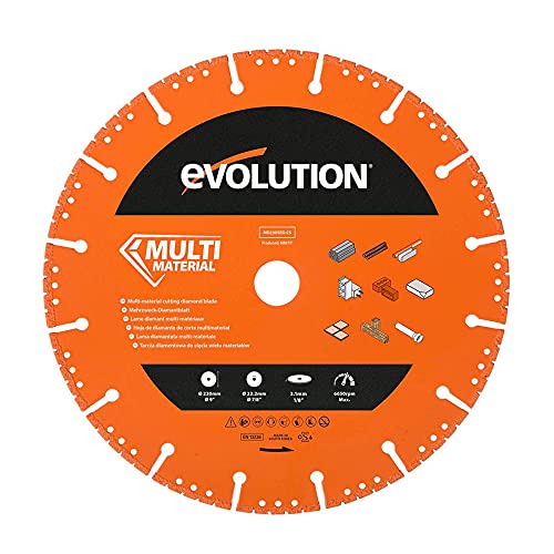 Evolution Power Tools MD230SEG-CS Multi Material Diamond Blade For Disc Cutters - Segmented Rim Removes Debris From Cut - Ideal for Cutting Metal, Brick, Tiles and Plastic, 230 mm