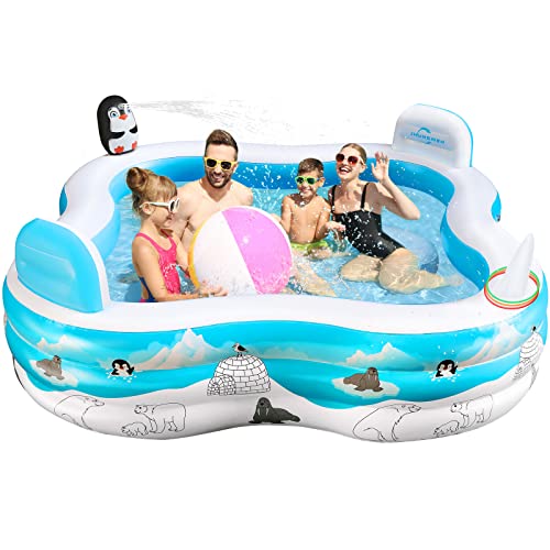 Inflatable Pool with Seats, Jhunswen 91" x 91"x 20" Above Ground