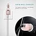 Car Charger, Wall Charger, Elepower 2 in 1 Travel Fast Portable Charger Adapter Fit iPhone 12 Pro Max/11/XS Max/8 7 Plus, Galaxy S21 Ultra S20 S10 Plus, Earbuds, Power Bank, Tablet - Rose Gold