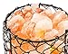 Hemingweigh Natural Hand Carved Crystal Salt Lamp with Salt Chips- Natural Himalayan Salt Crystals | Metal Cylinder Basket Lamp 17cm Electric Wire & Bulb