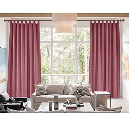 Amazon Com Cololeaf Faux Linen Curtain Tab Top Room Darkening