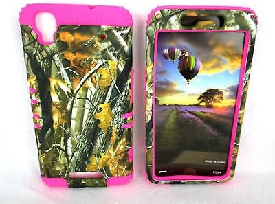 Boost ZTE MAX n9520 Camouflage Branch with Pink Case Cover Shock Resistant Camo