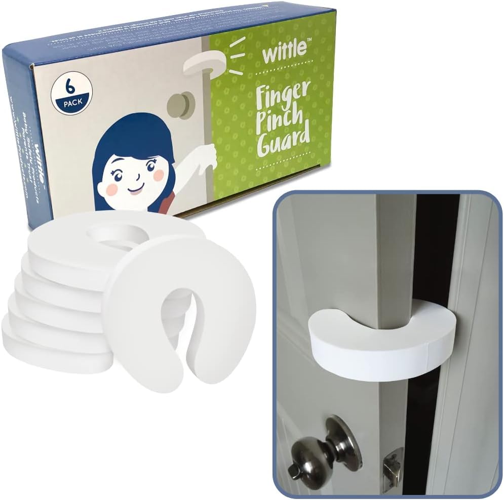 Wittle Finger Pinch Guard - 6pk. Baby Proof Door Stopper with Soft & Durable Foam - Keeps Doors from Slamming, Prevents Finger Pinch Injuries, and Child or Pet from Getting Locked in Room