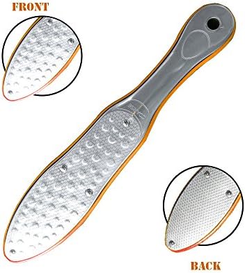 Coopsion Thickening Fine Rivet Stainless Steel and Silica Gel Feet Callus Remover - Double-Side Grinding(Orange)