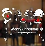 TOTOMO #W304 Snowman and Deer Christmas Window Decals Stickers Decor Clings Wall Decoration