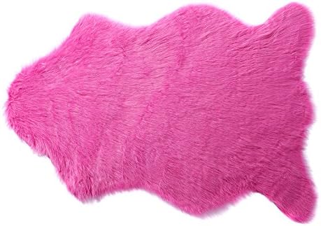 RugMall Pelt Shape Faux Fur Shaggy Rug 3 by 5 Feet Pink
