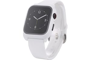 LASLLAVES 3 in 1 for Apple Watch Case with Band,Silicone Silky Wrist Strap with PC Hard Cover Built-in Tempered Glass Screen Protector for iWatch SE Series 9 8 7 6 5 4