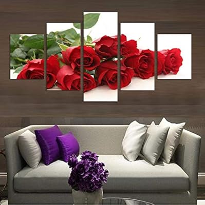 Canvas 5 Piece Red Rose Flowers Home Decoration For Wedding Wall Art Modern Abstrac Hd Landscape Picture Frame 40x60 40x80 40x100cm Buy Online At Best Price In Uae Amazon Ae