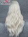 K'ryssma Platinum Blonde Wig with Dark Roots Natural Looking Ombre White Wigs for Women Long Wavy Fashion Synthetic Wig