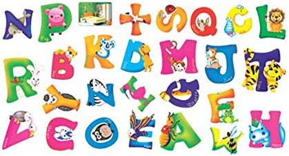 Unetox Educational Wall Stickers, Alphabet Animals ABC Vinyl Wall Decals Decorative Peel Wall Art Sticker for Nursery Kindergarten Kids Wallpaper