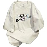 Y2K Cute Cat Graphic Tees for Women Kawaii Harajuku Oversized T-Shirt Casual Baggy Cotton Streetwear Tops