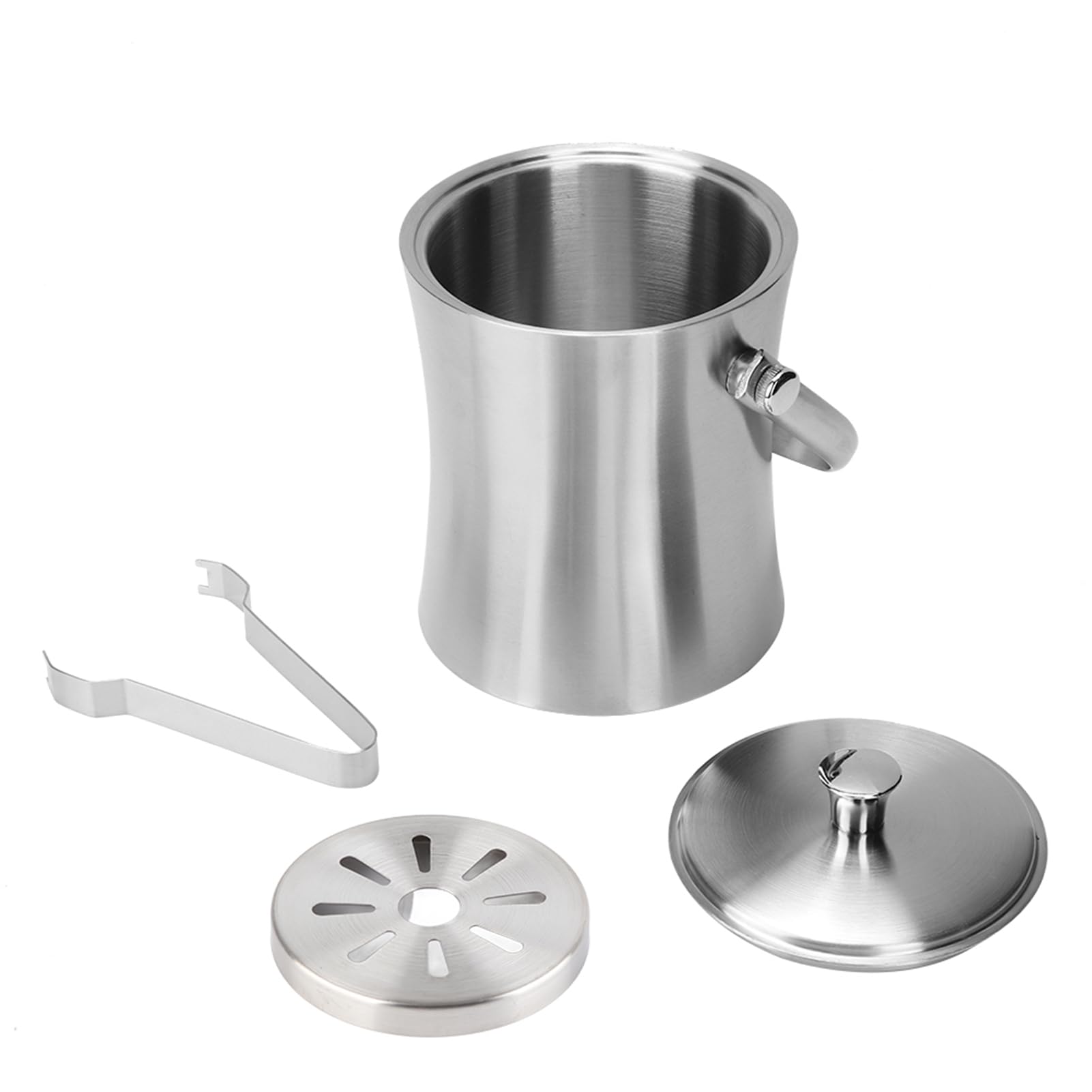 1L Stainless Steel Ice Bucket Champagne Bucket with Lid Tongs and Filter Ice Bucket for Wine and Champagne Bottles 15 X 12 X 14cm