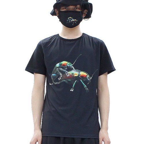 アンコロック) ankoROCK カナブン柄Tシャツ カットソー 半袖 ブラック