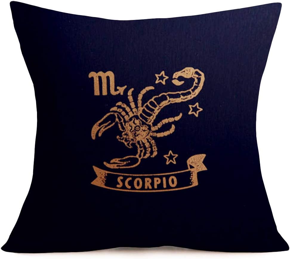 Asamour Twelve Constellations Series Pillow Sham Black Background and Symbol Constellation Pattern Decorative Cotton Linen Throw Pillow Case Cushion Cover Home Pillowcase 18’’x18’’ (Scorpio)