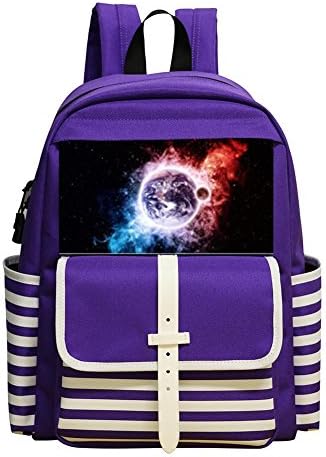 Earth and Moon Unisex Kindergarten Purple Packback School Shoulder Backpack for Girls Boys