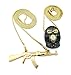 Gold Tone Iced Out Goon Ski Mask Man, Machine Gun Pendant 24