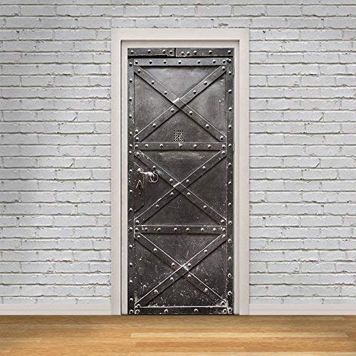 Wallflexi Door Metal Safe Home Decoration Wall Art Murals Decals Living Room Nursery Restaurant Hotel Café Office Décor Removable Self-Adhesive Stickers, Vinyl, Multicolour, 200 x 88 x 0.03 cm