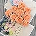 DerBlue 60pcs Artificial Roses Flowers Real Looking Fake Roses Artificial Foam Roses Decoration DIY for Wedding Bouquets Centerpieces,Arrangements Party Home Decorations(Orange)