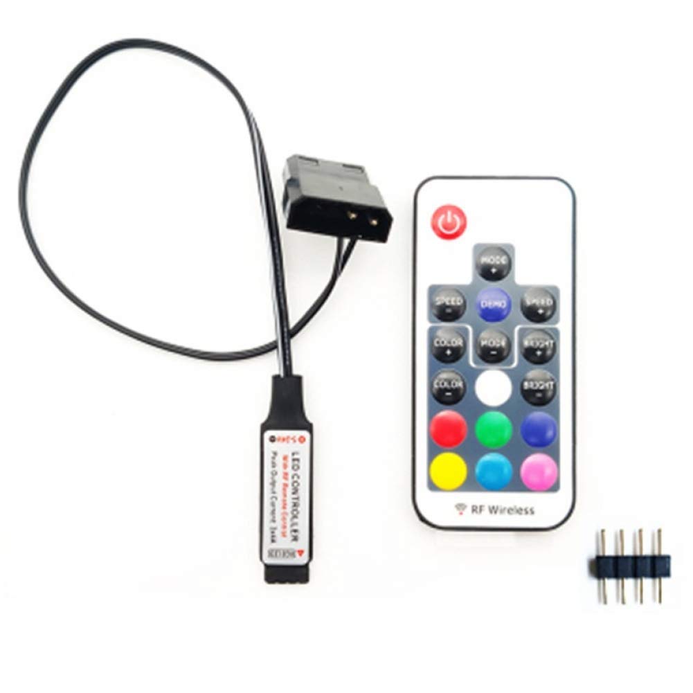 Computer Fan Lighting Effect Controller, 5V 3-pin/12V 4-pin RGB Fan Equipment Wire Control/remote Controller With On/off Swtich And Brightness Adjustment