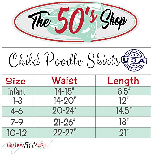 Hip Hop 50's Shop 1950s Girls 4 Piece Poodle Skirt Costume Outfit for Kids with Accessories (glasses, socks, scarf) (Child Medium Light Pink) - Thumbnail 6