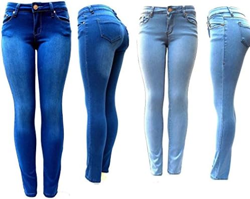 GESO J&C Premium Blue/Dark Blue Soft Stretch Women's Denim Jeans Skinny Leg Pants