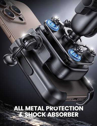 Lamicall Motorcycle Phone Mount Holder - [Aluminum Alloy] [Anti Shake] [Extendable Arm] Bike Phone Holder Handlebar Clamp, Bicycle Cell Phone Mount for iPhone 17 Pro Max 16 15, S24 S25 Ultra, Mom Gift